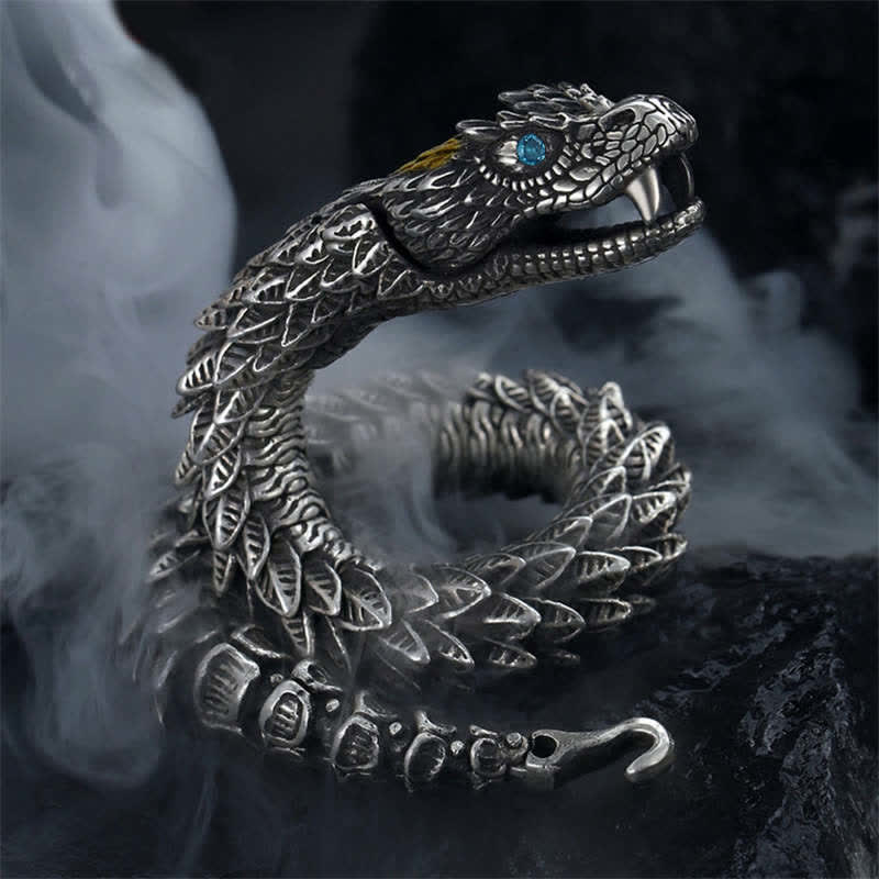 Buddha Stones Dragon Snake Handmade Amulet Protection Chain Bracelet - 24cm - image 1