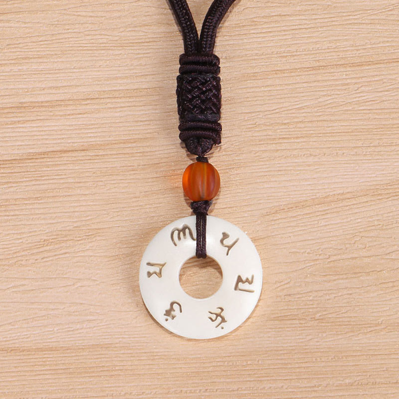 Buddha Stones Ivory Fruit Om Mani Padme Hum Engraved Protection Necklace Pendant - image 8