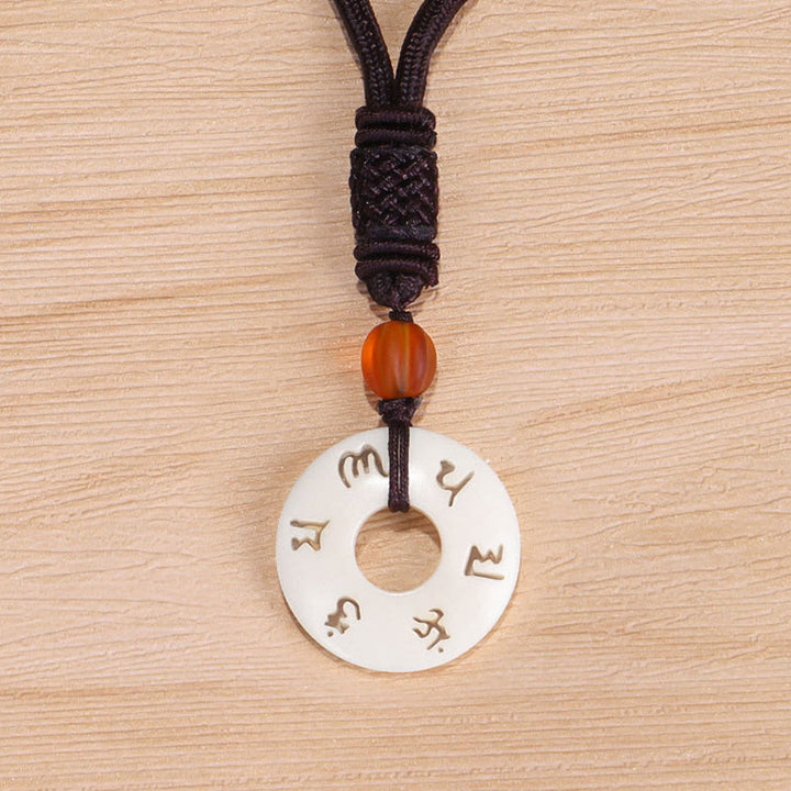 Buddha Stones Ivory Fruit Om Mani Padme Hum Engraved Protection Necklace Pendant - image 8
