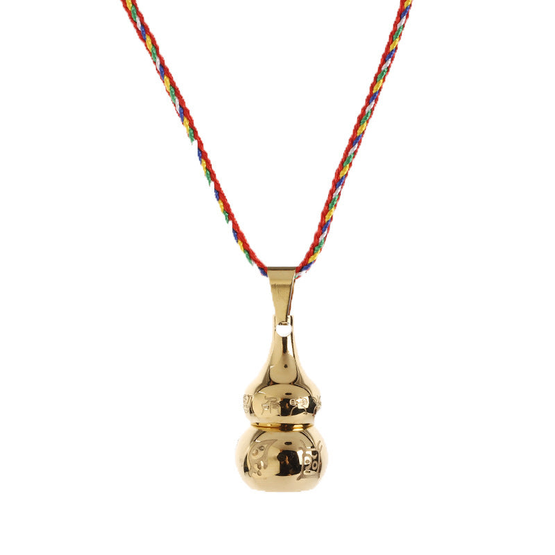 Buddha Stones Tibetan Yin Yang Symbol Gourd Harmony Titanium Steel Necklace Pendant - image 4