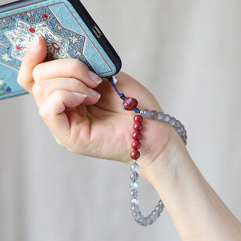 Natural Moonstone Cinnabar Calm Positive Phone Decoration - image 4