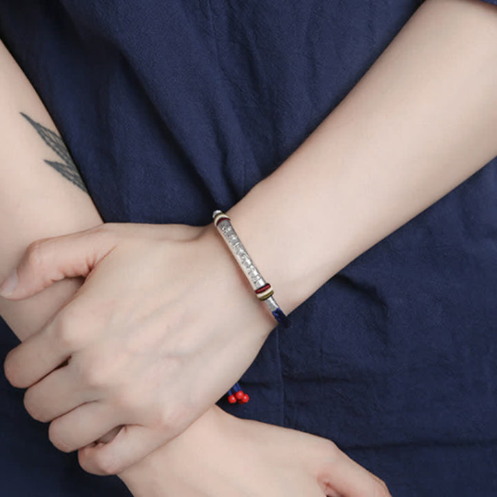 Buddha Stones 999 Sterling Silver Om Mani Padme Hum Protection Strength String Bracelet - image 16