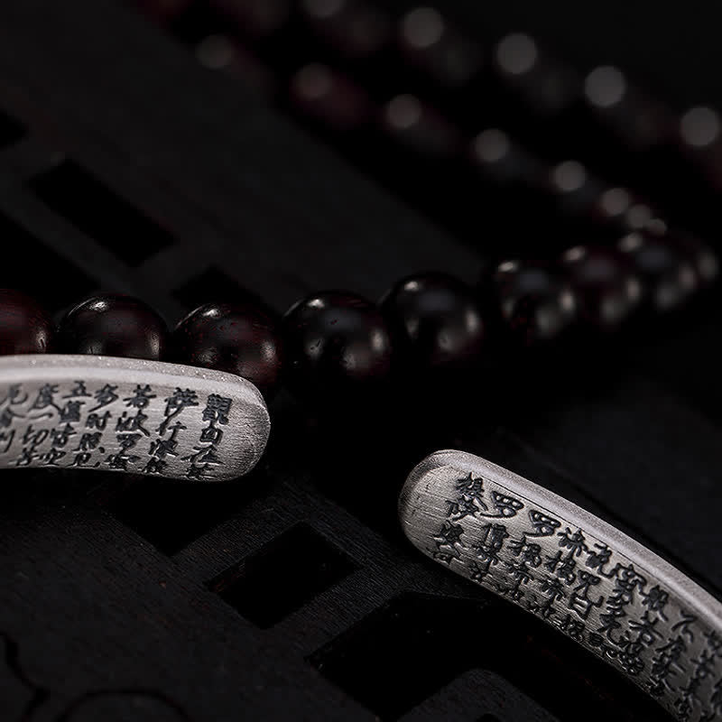 999 Sterling Silver Six True Words Heart Sutra Protection Bracelet Bangle - image 12