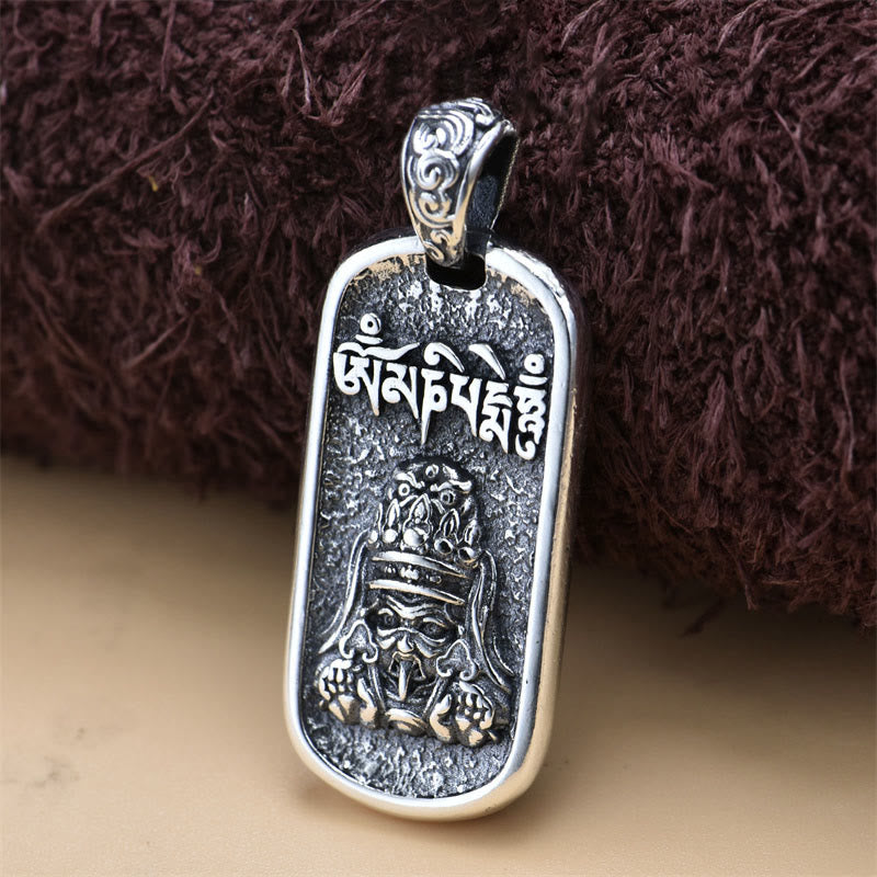Buddha Stones 925 Sterling Silver Zakiram Goddess of Wealth Om Mani Padme Hum Peace Necklace Pendant - Pendant Only(16*34mm) - image 1