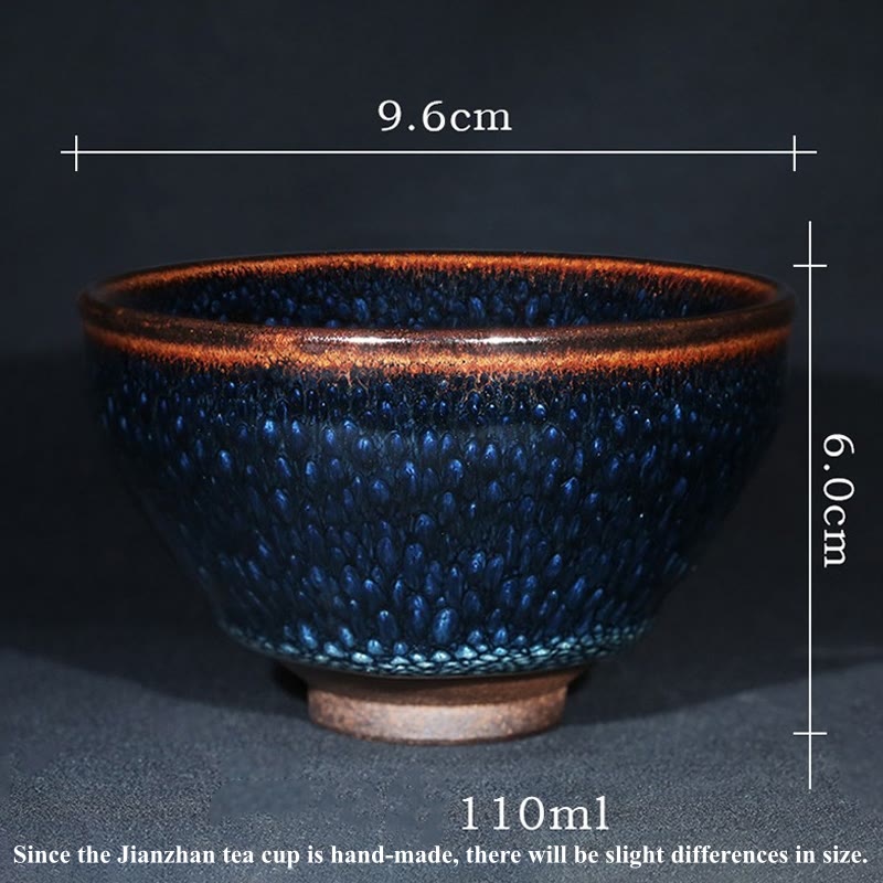 Buddha Stones Handmade Blue Francolinus Spot Chinese Jianzhan Ceramic Teacup Kung Fu Tea Cup Bowl - image 11