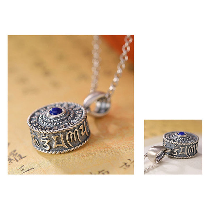 925 Sterling Silver Om Mani Padme Hum Lazurite Love Peace Necklace Pendant - image 7