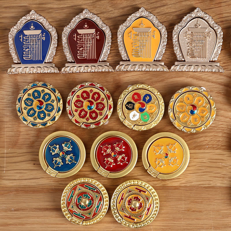Tibetan Om Mani Padme Hum Peace Phone Ring Bracket Universal Phone Holder Decorations - image 1