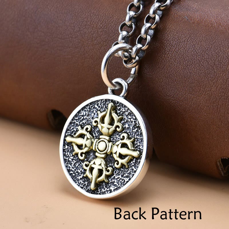 Buddha Stones 925 Sterling Silver Zakiram Goddess of Wealth Dorje Vajra Spiritual Necklace Pendant - image 3