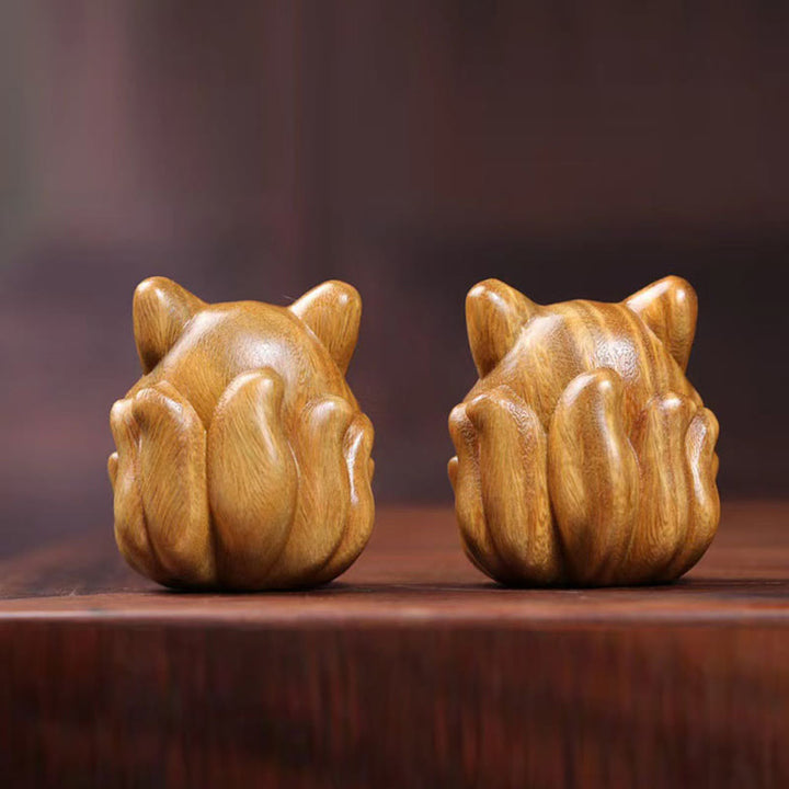 Buddha Stones Mini Nine Tailed Fox Ivory Fruit Sandalwood Green Sandalwood Blessing Decoration - image 31