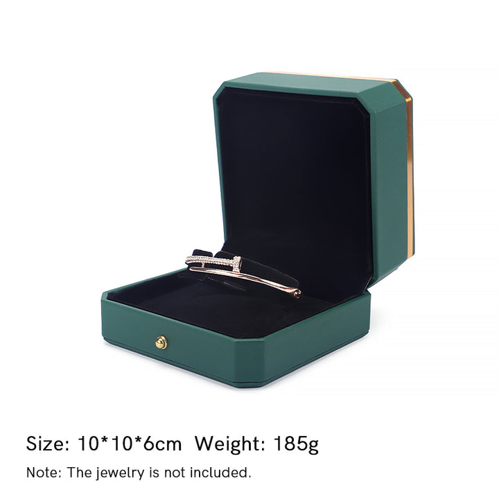Jewelry Storage Box PU Leather Gift Box - Dark Green - Bracelet Box (10*10*6cm) - image 11