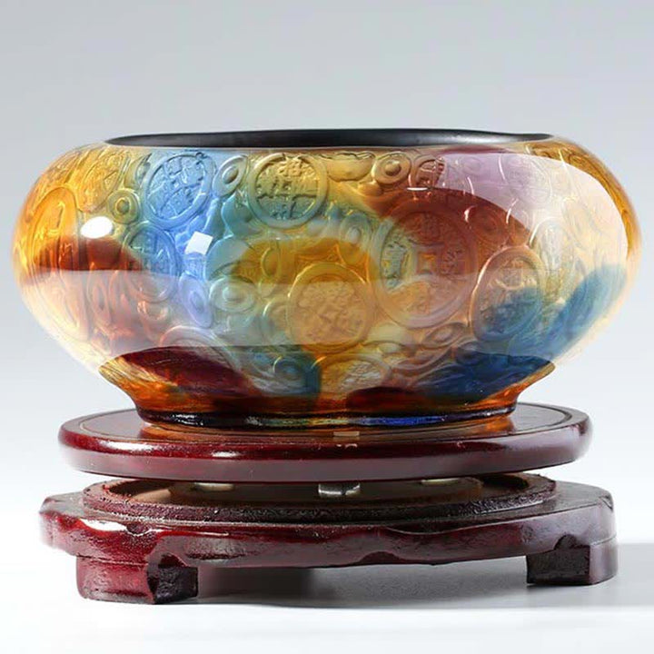 Handmade Liuli Crystal Treasure Bowl Ingots Art Piece Home Decoration - image 7