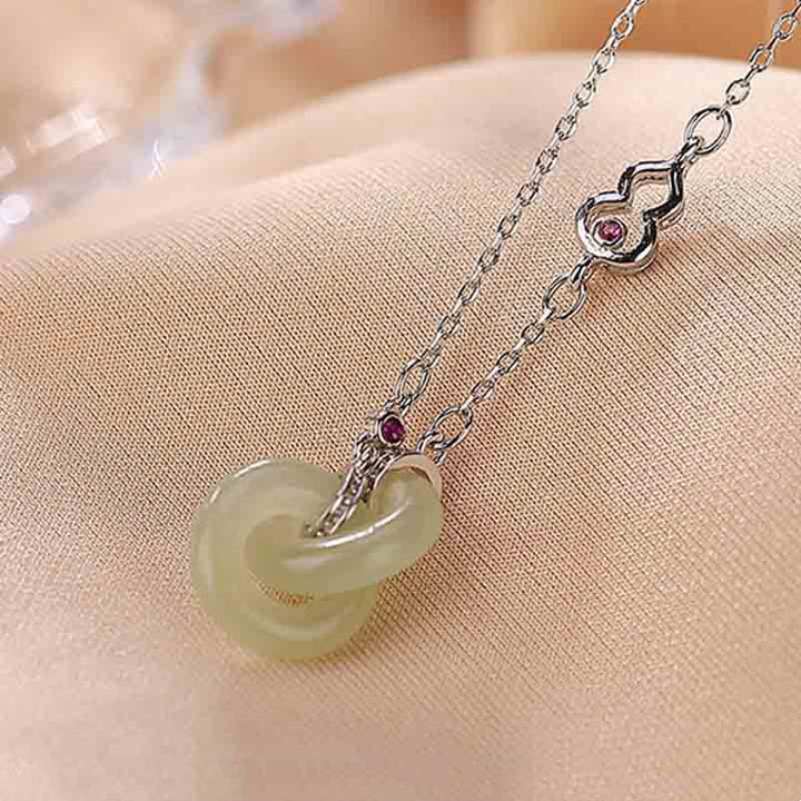 925 Sterling Silver Round Jade Luck Prosperity Necklace Chain Pendant - image 10