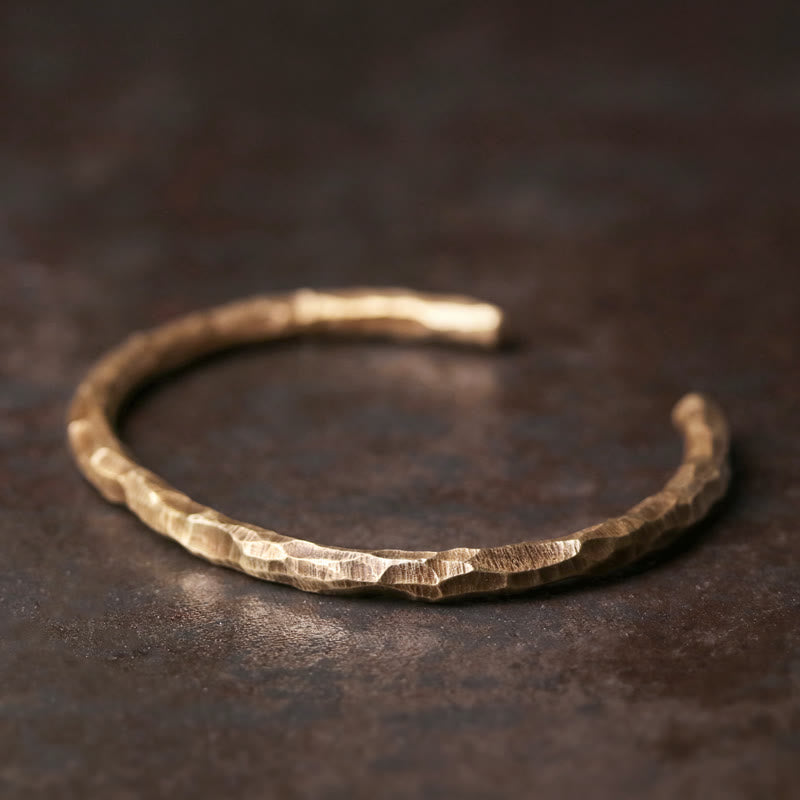 Tibetan Bump Texture Copper Luck Cuff Bracelet Bangle - 63mm - image 1