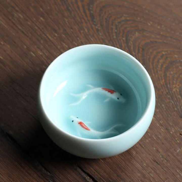 Buddha Stones Colorful Koi Fish Ceramic Teacup Kung Fu Tea Cup Bowl - image 29
