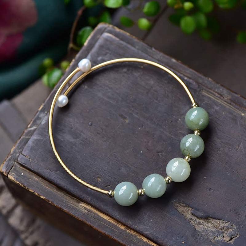 Buddha Stones Jade Abundance Luck Blessing Bracelet Bangle - image 4