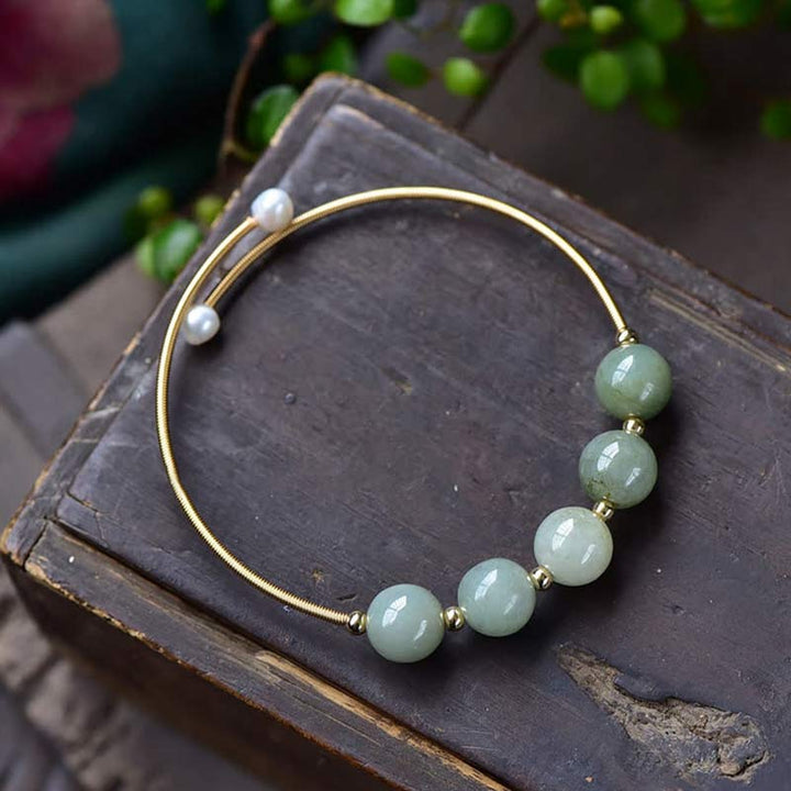 Buddha Stones Jade Abundance Luck Blessing Bracelet Bangle - image 4