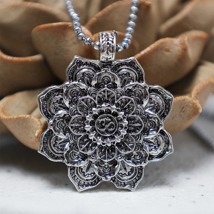 Buddha Stones Tibetan Lotus Blessing Necklace Pendant