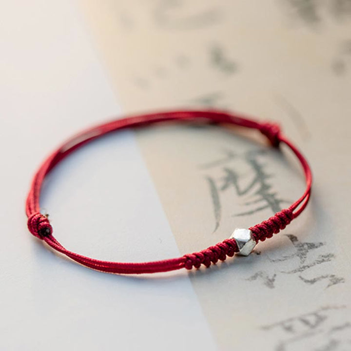 Buddha Stones 925 Sterling Silver Luck Bead Protection Red String Thin Cord Braided Bracelet - image 3