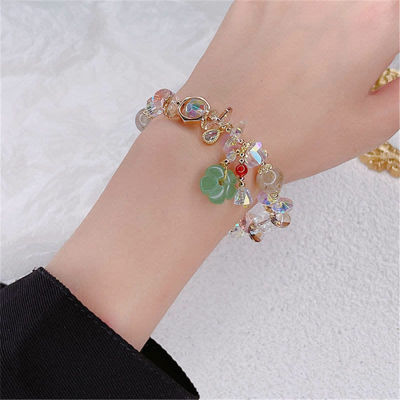 Buddha Stones Colorful Gemstone Green Aventurine Flower Bead Luck Bracelet - image 4