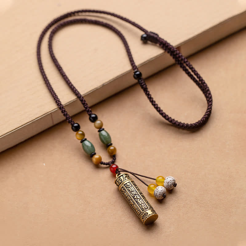 Buddhastoneshop Tibet Om Mani Padme Hum Agate Shurangama Sutra Protection Necklace Pendant - Copper&Bodhi Seed - image 11