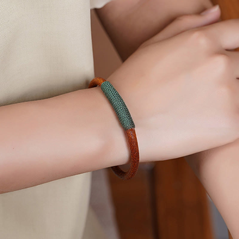 Buddha Stones Tibetan Leather Handmade Five Elements Luck Braid String Buckle Bracelet - image 7