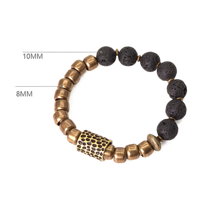 Buddha Stones Lava Rock Stone Rainbow Obsidian Brass Support Healing Bracelet - image 8