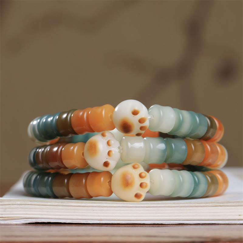 Buddha Stones Colorful Bodhi Seed Cat Paw Wisdom Bracelet - image 6