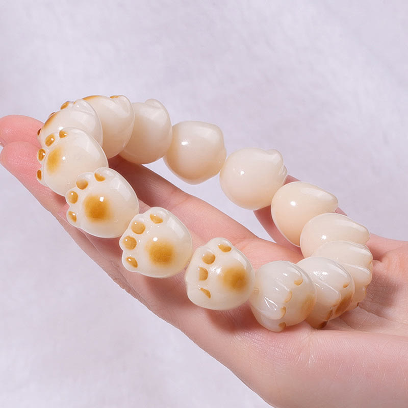 Buddha Stones Cute Cat Paw Claw Bodhi Seed Peace Bracelet - image 16