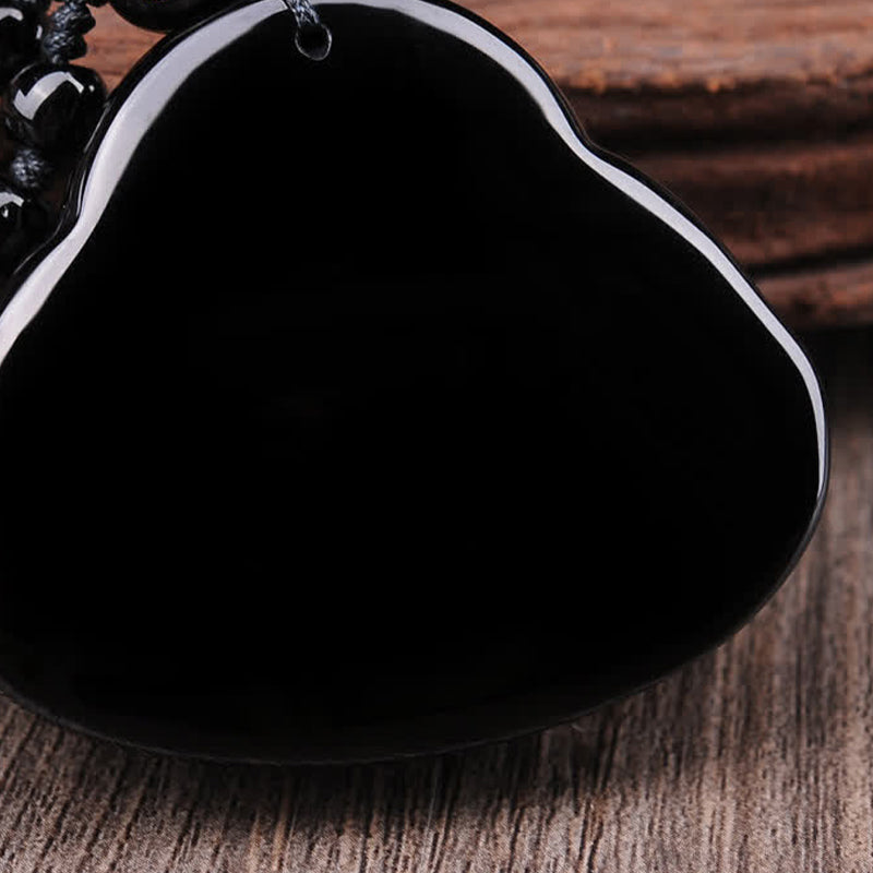 Buddha Stones Laughing Buddha Black Obsidian Transformation Pendant Necklace - image 7