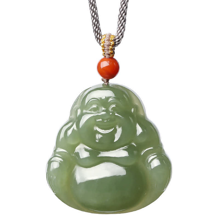Laughing Buddha Hetian Jade Abundance Necklace String Pendant - image 10