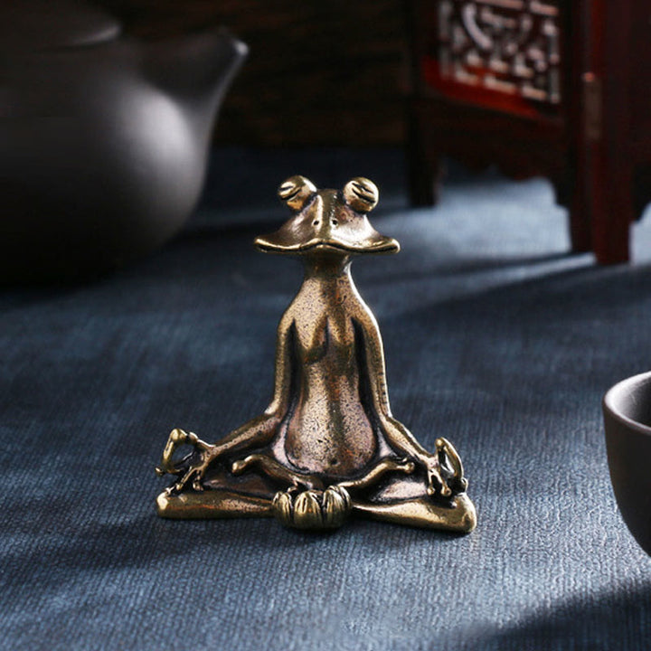 Buddha Stones Mini Small Frog Turtle Koi Fish Snail Crab Copper Wealth Home Decoration - Frog Decoration&Incense Burner - image 0