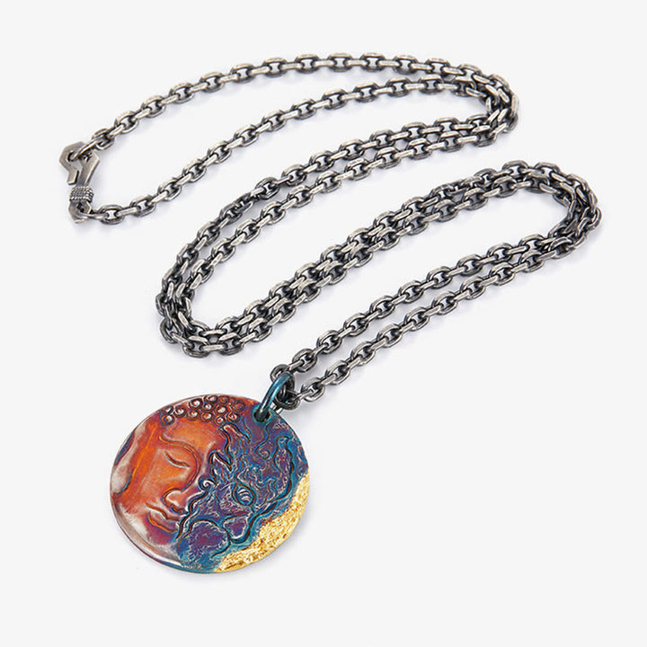 Buddha Stones 999 Sterling Silver 24K Gold Half Demon Half Buddha Compassion Necklace Pendant - image 11
