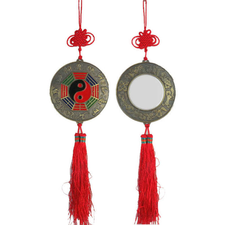 Feng Shui Bagua Map Chinese Knotting Harmony Energy Map Mirror - 9.5CM Round Bagua Map - image 7