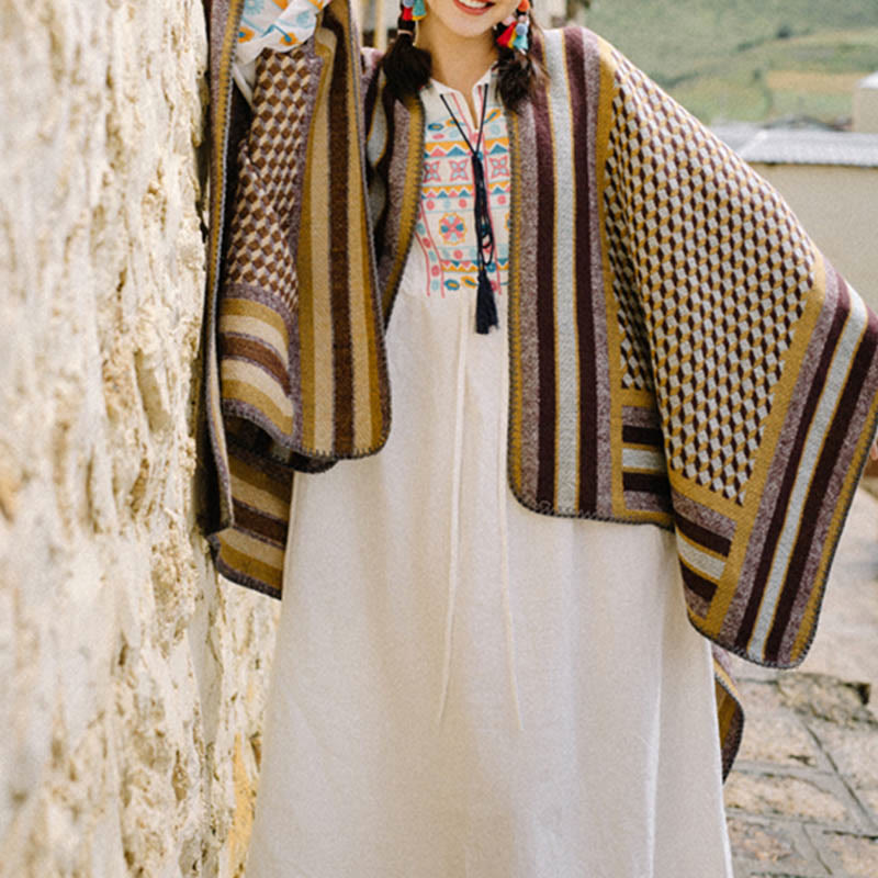 Tibetan Shawl Classic Pattern Winter Cozy Warm Travel Scarf Wrap - image 11