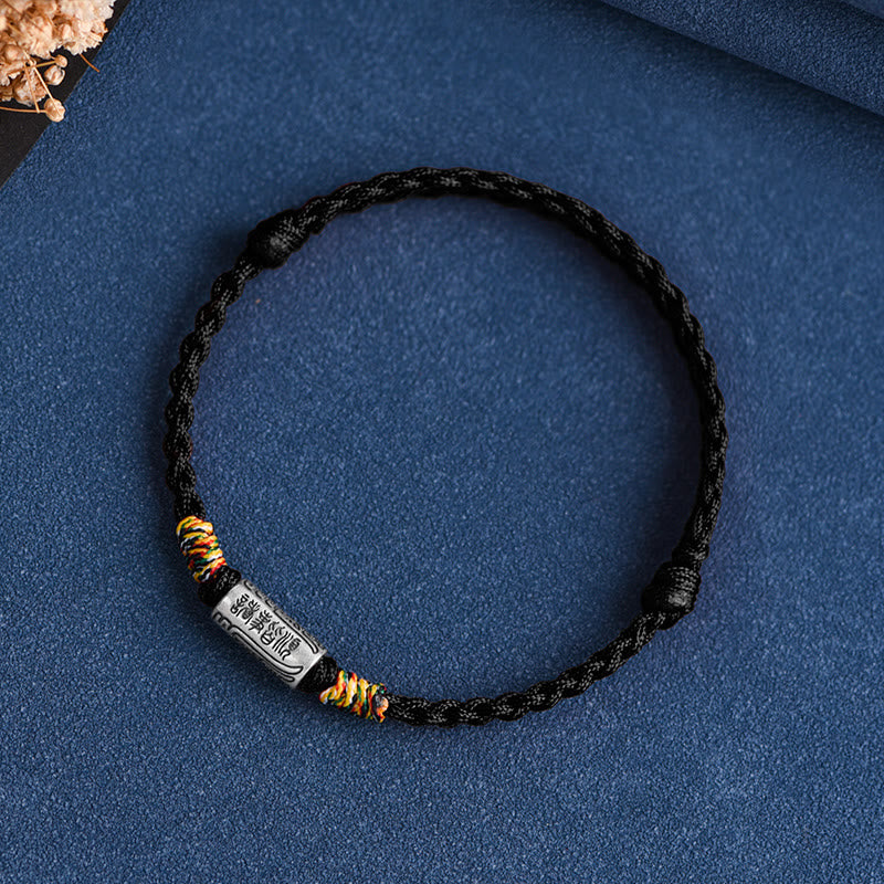 Buddha Stones Handcrafted 925 Sterling Silver Everything Goes Well Design Protection Strength Bracelet Anklet - Anklet(Circumference 18-30cm) - Black Rope - image 26