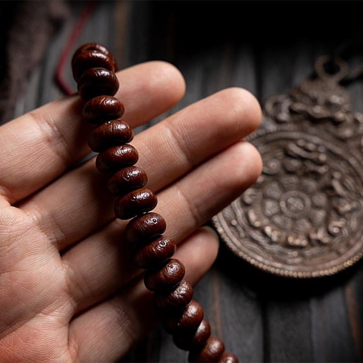 Buddha Stones Tibet Natural Purple Bodhi Seed Hetian Cyan Jade Bead Wisdom Bracelet