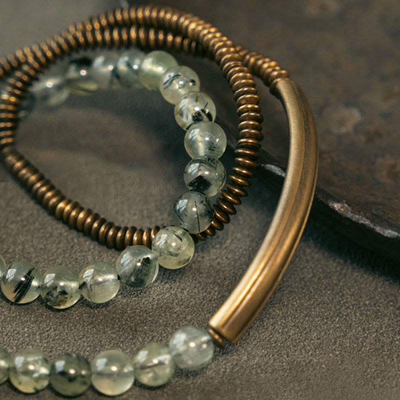 Buddha Stones Purple Phantom Red Hematoid Quartz Green Rutilated Quartz Copper Love Forgive Bracelet - image 21