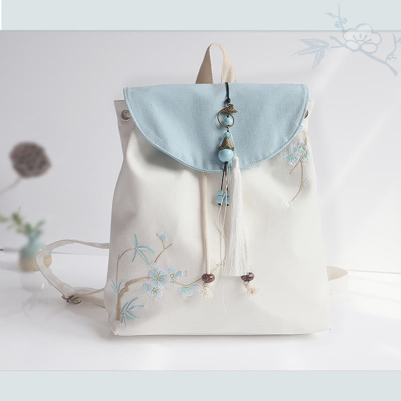 Buddha Stones Handmade Embroidered Large Capacity Canvas Backpack - image 41