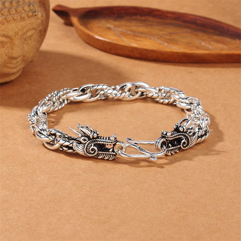 925 Sterling Silver Dragon Luck Protection Bracelet - 20cm - image 1