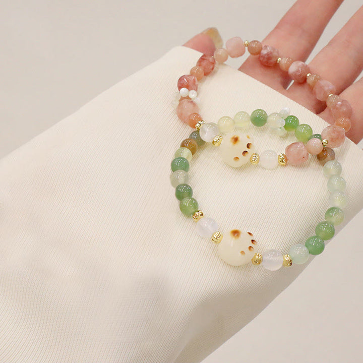 Buddha Stones Green Agate Sun Stone Cat's Eye Bodhi Seed Cat Paw Support Bracelet - image 9