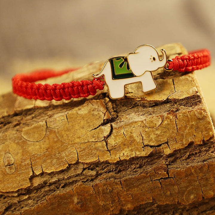 Tibetan Handmade 925 Sterling Silver Lucky Elephant Red String Bracelet
