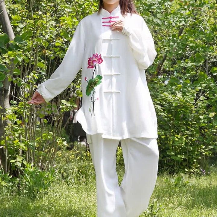 Lotus Flower Leaf Pattern Tai Chi Meditation Prayer Spiritual Zen Practice Clothing Women's Set - image 6