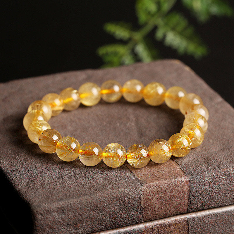 Buddha Stones Natural Rutilated Quartz Auspiciousness Protection Bracelet - image 4