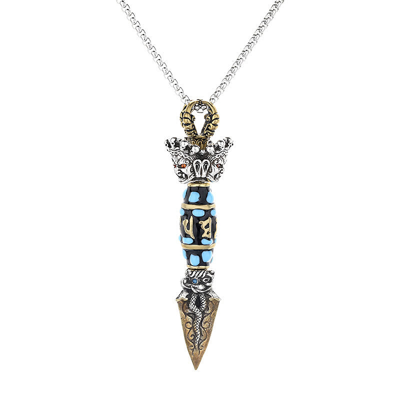 Buddha Stones Tibet Om Mani Padme Hum Dzi Bead Dorje Vajra Pattern Wealth Rotatable Necklace Pendant - image 6