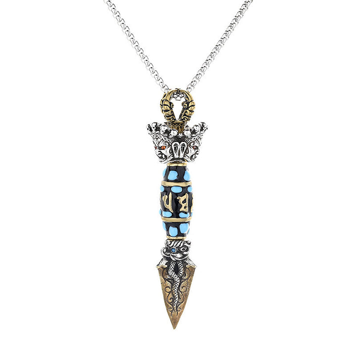 Buddha Stones Tibet Om Mani Padme Hum Dzi Bead Dorje Vajra Pattern Wealth Rotatable Necklace Pendant - image 6