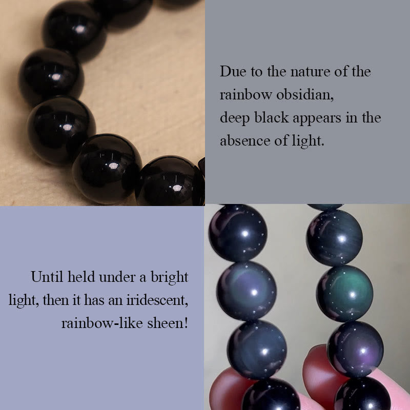 Rainbow Obsidian Gourd Om Mani Padme Hum Inner Peace Bracelet