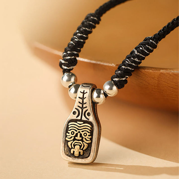 Buddha Stones Tibetan 925 Sterling Silver Zakiram Goddess of Wealth Protection Rope Necklace Pendant - image 7