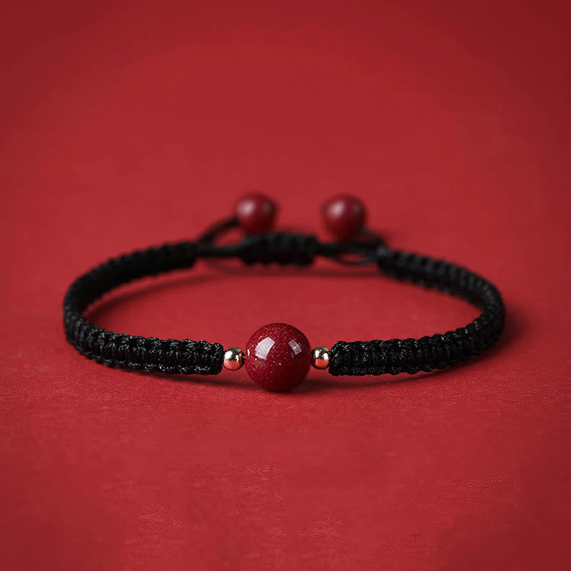 Buddha Stones Lucky Cinnabar Bead Blessing Red String Bracelet