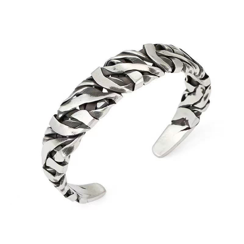 Buddha Stones Retro Line Texture Healing Cuff Bracelet Bangle - image 2