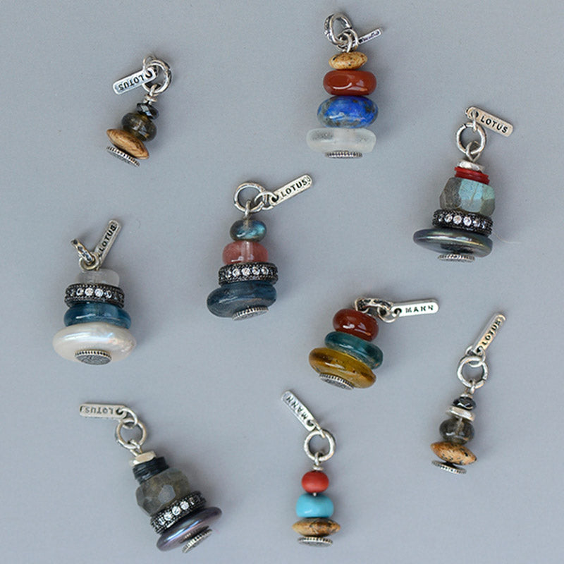 Buddha Stones Zen Cairn Labradorite Various Crystals Calm Pendant Necklace - image 5